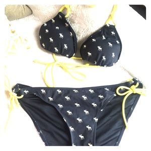 Abercrombie and Fitch navy bikini with moose